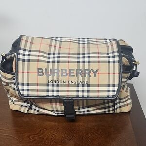 Burberry Beige and Black Check Kids Diaper Bag